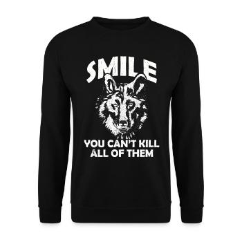 Wolf - Unisex Pullover - Schwarz - Vorne - Alina (178cm) & Michal (187cm)