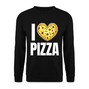Es Ist Pizza-Zeit Mit Leckerer Pizza - Unisex Pullover - Schwarz - Vorne - Alina (178cm) & Michal (187cm)