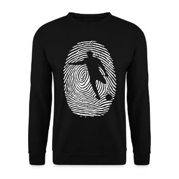 Fußball Fußballer Fingerabdruck Fußball Trainer - Unisex Pullover - Schwarz - Vorne - Alina (178cm) & Michal (187cm)