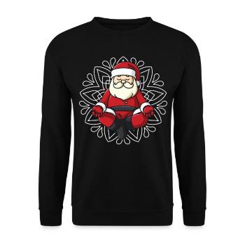 Weihnachtsmann Yoga Weihnachten yoga damen spruch - Unisex Pullover - Schwarz - Vorne - Alina (178cm) & Michal (187cm)