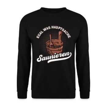 Saunameister Sauna Sauna Aufguss Geschenk - Unisex Pullover - Schwarz - Vorne - Alina (178cm) & Michal (187cm)