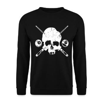 8-Ball Pool Billiard - Snooker Billard Totenkopf - Unisex Pullover - Schwarz - Vorne - Alina (178cm) & Michal (187cm)