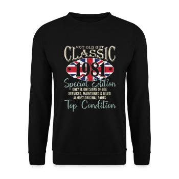 Pas vieux, Mais l’Union Britannique Classique Jack, - Sweat-shirt Unisexe - noir - Devant - Alina (178cm) & Michal (187cm)