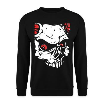 Devil skull with horns - Unisex Sweatshirt - black - Front - Alina (178cm) & Michal (187cm)