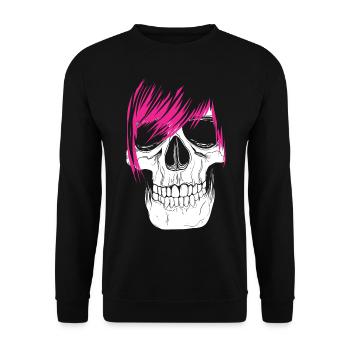 Emo Totenkopf - Unisex Pullover - Schwarz - Vorne - Alina (178cm) & Michal (187cm)