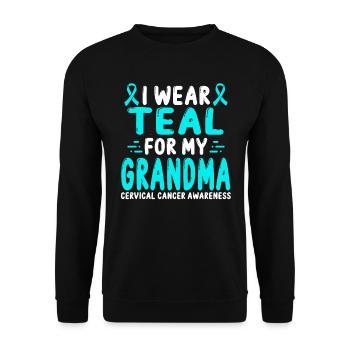 Cervical Cancer Awareness Grandmother Teal Ribbon - Unisex Pullover - Schwarz - Vorne - Alina (178cm) & Michal (187cm)