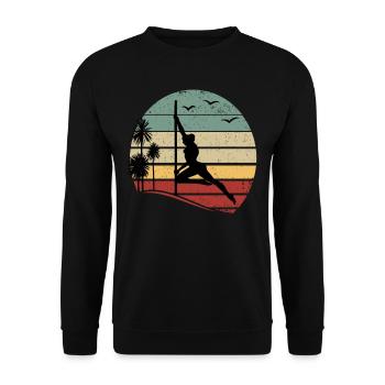 Sunset Pole Dance Pole Dancing Retro Pole Dance - Unisex Pullover - Schwarz - Vorne - Alina (178cm) & Michal (187cm)