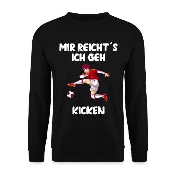 Fußballspieler Mir reicht´s ich geh Kicken - Unisex Pullover - Schwarz - Vorne - Alina (178cm) & Michal (187cm)