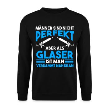 Glaser Glaserei - Unisex Pullover - Schwarz - Vorne - Alina (178cm) & Michal (187cm)