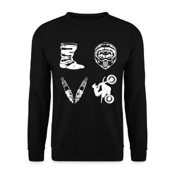 Supercross Motocross LOVE Dirtbike Geschenkidee - Unisex Pullover - Schwarz - Vorne - Alina (178cm) & Michal (187cm)