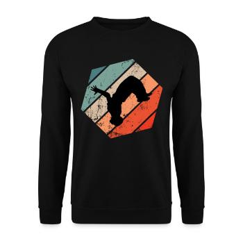 Vintage Parkour Freerunning Backflip Silhouette - Sweat-shirt Unisexe - noir - Devant - Alina (178cm) & Michal (187cm)