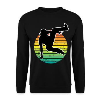 Freerunning Parkour Parkour Runner Silhouette - Unisex Sweatshirt - black - Front - Alina (178cm) & Michal (187cm)