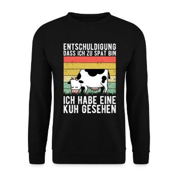 Kuh Landwirt Bauernhof Kinder Landwirtschaft Bauer - Unisex Pullover - Schwarz - Vorne - Alina (178cm) & Michal (187cm)