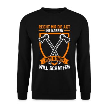 Holzfäller Axt Baumfäller Holzarbeiter - Unisex Pullover - Schwarz - Vorne - Alina (178cm) & Michal (187cm)