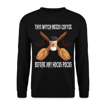 Witch Coffee Witch's Bbe Bat Halloween - Unisex Sweatshirt - black - Front - Alina (178cm) & Michal (187cm)