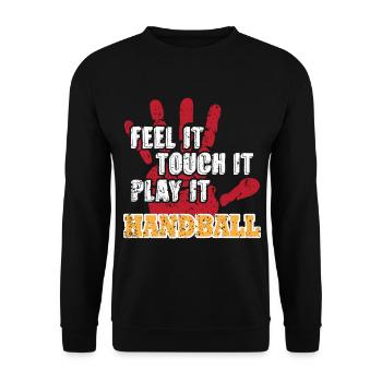 Handball Handballer Handballspieler Trainer - Unisex Pullover - Schwarz - Vorne - Alina (178cm) & Michal (187cm)