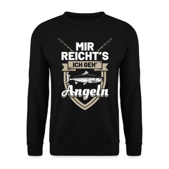 Angler Angeln Sprüche | Mir reichts ich geh angeln - Unisex Pullover - Schwarz - Vorne - Alina (178cm) & Michal (187cm)