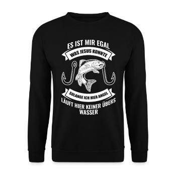 Lustiges Angler Angelausflug Geschenk - Unisex Pullover - Schwarz - Vorne - Alina (178cm) & Michal (187cm)