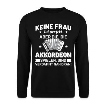 Akkordeon Musik Frauen Geschenkidee - Unisex Pullover - Schwarz - Vorne - Alina (178cm) & Michal (187cm)