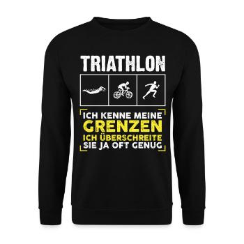 Triathlon Grenzen Sport Sportler Geschenk - Unisex Pullover - Schwarz - Vorne - Alina (178cm) & Michal (187cm)