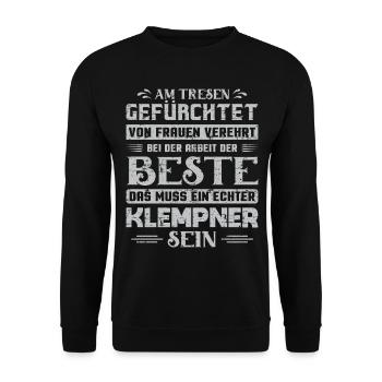 Heizungsbauer Heizungsbau Heizungsinstallateur - Unisex Pullover - Schwarz - Vorne - Alina (178cm) & Michal (187cm)