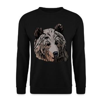 Bear Bear Grizzly Bear Animal Motif Print Artwork - Unisex Sweatshirt - black - Front - Alina (178cm) & Michal (187cm)
