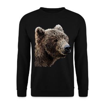 Bears Brown Bear Animal Motif Print Art Bear - Unisex Sweatshirt - black - Front - Alina (178cm) & Michal (187cm)