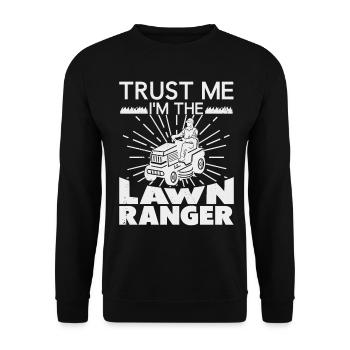 Rasenpfleger Rasentraktor Rasenmäher Balkenmäher - Unisex Pullover - Schwarz - Vorne - Alina (178cm) & Michal (187cm)