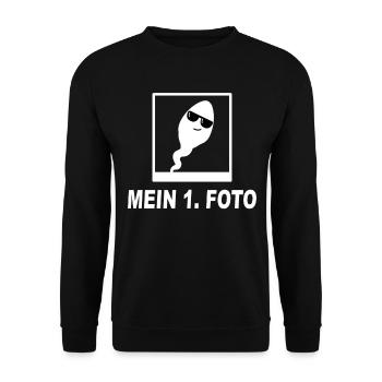 Mein 1. Foto Sperma Spermium Geburtstag Party - Unisex Pullover - Schwarz - Vorne - Alina (178cm) & Michal (187cm)