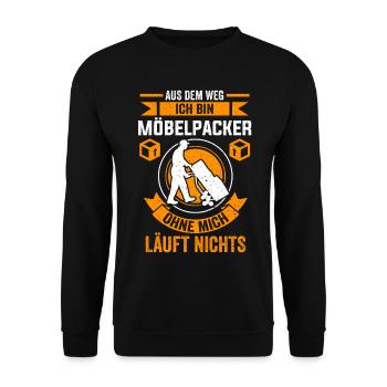 Möbelpacker Umzugsunternehmen - Unisex Pullover - Schwarz - Vorne - Alina (178cm) & Michal (187cm)