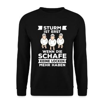 Schaf Schafe Schäfer bei Sturm Geschenk - Unisex Pullover - Schwarz - Vorne - Alina (178cm) & Michal (187cm)