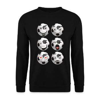 Fußball / Soccer Comic Gesichter - Unisex Pullover - Schwarz - Vorne - Alina (178cm) & Michal (187cm)