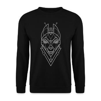 Wolf Geometrisch - Unisex Pullover - Schwarz - Vorne - Alina (178cm) & Michal (187cm)