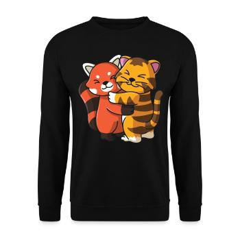 Red Panda Tiger Tabby Cat Hug Cuddle Animals - Unisex Sweatshirt - black - Front - Alina (178cm) & Michal (187cm)