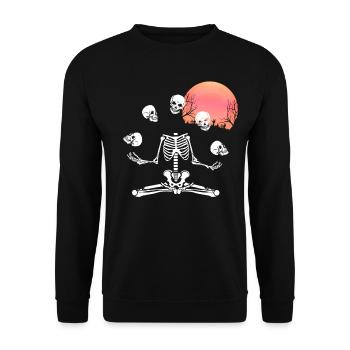 Squelette jonglant avec des têtes de mort en pleine lune - Sweat-shirt Unisexe - noir - Devant - Alina (178cm) & Michal (187cm)