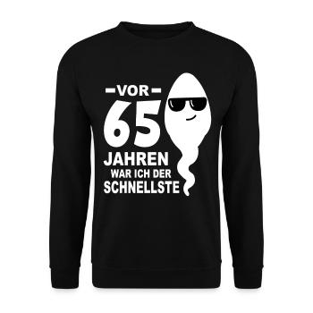65. Geburtstag 65. Jahrestag 65 Jahre 65. Jubiläum - Unisex Pullover - Schwarz - Vorne - Alina (178cm) & Michal (187cm)