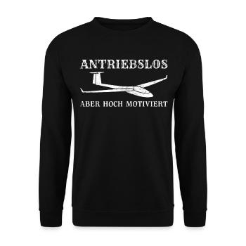 Segelfliegen | Antriebslos aber hoch motiviert - Unisex Pullover - Schwarz - Vorne - Alina (178cm) & Michal (187cm)