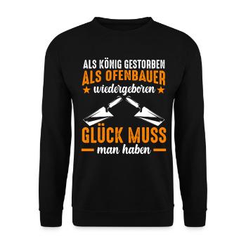 Ofenbauer Ofenbaumeister - Unisex Pullover - Schwarz - Vorne - Alina (178cm) & Michal (187cm)