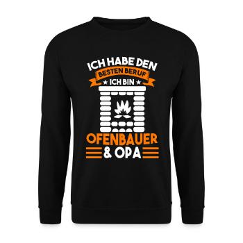 Ofenbauer Opa Großvater Kaminbauer - Unisex Pullover - Schwarz - Vorne - Alina (178cm) & Michal (187cm)