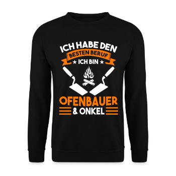 Ofenbauer Onkel Kaminbauer - Unisex Pullover - Schwarz - Vorne - Alina (178cm) & Michal (187cm)