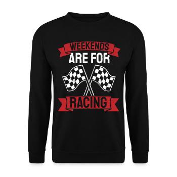 Auto-Rennen Fahrrad-Rennen Racer Geschenk - Unisex Pullover - Schwarz - Vorne - Alina (178cm) & Michal (187cm)
