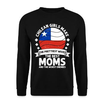 Chilean Mom Mama Chilean American - Unisex Sweatshirt - black - Front - Alina (178cm) & Michal (187cm)