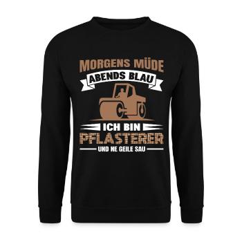 Pflasterer Steinleger Pflästerer Bau Pflastern - Unisex Pullover - Schwarz - Vorne - Alina (178cm) & Michal (187cm)