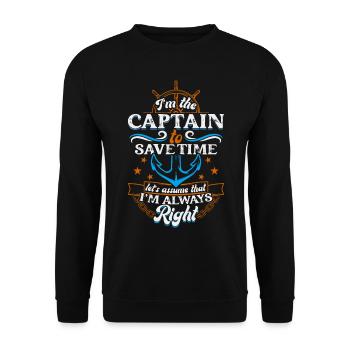 Yachting Voilier Bateau Capitaine - Sweat-shirt Unisexe - noir - Devant - Alina (178cm) & Michal (187cm)