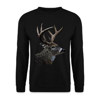 Hirsch jagdmotiv tier motiv aufdruck tiermotiv - Unisex Pullover - Schwarz - Vorne - Alina (178cm) & Michal (187cm)