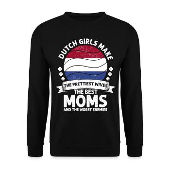 Dutch Mom Netherlands Mama Dutch American - Sweat-shirt Unisexe - noir - Devant - Alina (178cm) & Michal (187cm)