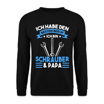 Mechatroniker Papa Vater Vatertag Schrauber - Unisex Pullover - Schwarz - Vorne - Alina (178cm) & Michal (187cm)