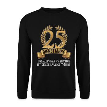 25 Jahre Mitarbeiter Firmenfeier Firmenjubiläum - Unisex Pullover - Schwarz - Vorne - Alina (178cm) & Michal (187cm)