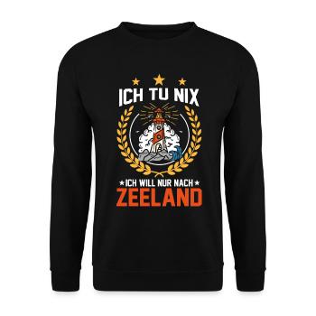 Ich tu nix ich will nur nach Zeeland - Unisex Pullover - Schwarz - Vorne - Alina (178cm) & Michal (187cm)