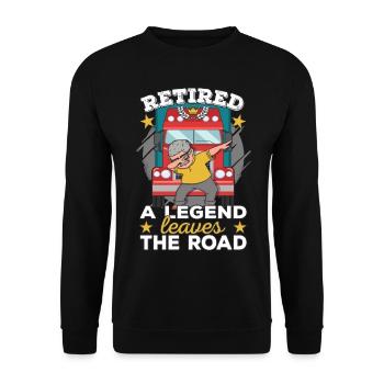 LKW Fahrer Rente Fernfahrer Berufskraftfahrer - Unisex Pullover - Schwarz - Vorne - Alina (178cm) & Michal (187cm)